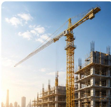 Construction site under a bright sky